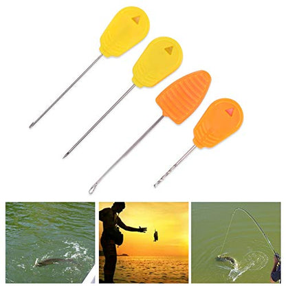 ZJchao 4Pcs Carp Fishing Bait Baiting Set - Stainless Steel Tools for Hair Rigs and Stringer Making, Portable and