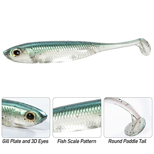Dr.Fish Paddle Tail Swimbaits, Soft Fishing Lures for Bass Fishing 2.75-4.75 Inches, Freshwater & Saltwater Soft Plastic Baits Swim Shad Bait Minnow Lures Drop Shot - color: Pumpkinseed, size: 2.7"-6 Pack