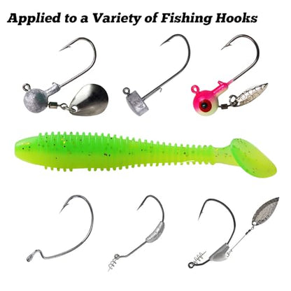 Paddle Tail Swimbaits, 2.5 inch/3inch Soft Lures Fishing Trout Crappie Bass for Freshwater and Saltwater 75PCS/60PCS - color: Green Bean, size: 3 inch, 60 PCs