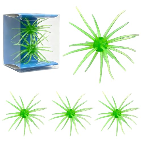 4PCS Simulation Sea Urchin Bait, 2026 New Soft Plastic Fishing Lures for Bass Fishing, Sea Urchin Shape Fishing Lure Swimbait for Lake Fishing - color: Green