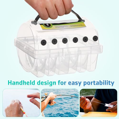 Happyyami Fishing Line Case Line Spool Box Clear Fishing Line Holder Fishing Storage Box Slots Fishing Line Case Fishing Line Organizer Fishing Tool Holder Clear Visibility Fishing Line