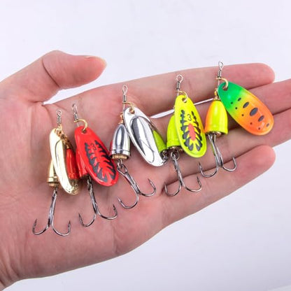 Dr.Fish Inline Fishing Spinner Kit 1/4oz, Freshwater Fishing Lures Bell Spinnerbait French Blade Trout Bass Walleye Lures - color: Mixed, size: 1/4oz-5 Pieces