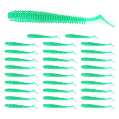 Soft Fishing Lures - Paddle Tail Swim Bait for Bass, Trout in Saltwater & Freshwater - Rigged with Hooks - Durable ABS Plastic - color: Green, size: 2.95"