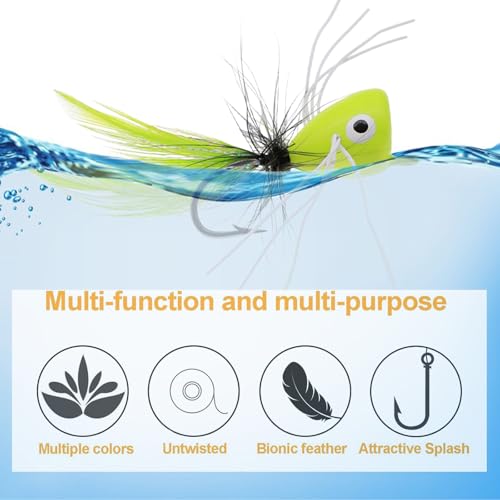 Fly Fishing Poppers Fly Fishing Dry Flies Topwater Fishing Lures Bass Popper Flies Bugs Lures Panfish Bait Fly Trout Bobber Flies Kit for Bass Trout Panfish Bluegill Salmon - color: A:15pcs Fly Fishing Poppers
