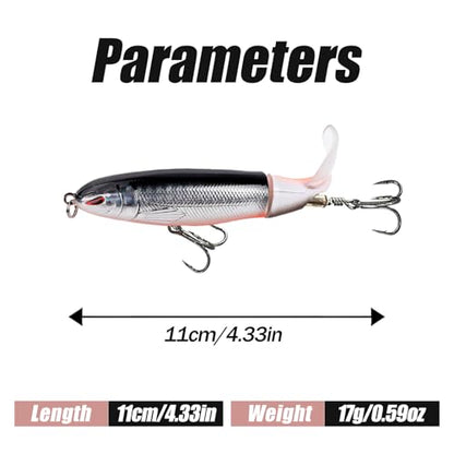 Fishing Lures Bass Popper Topwater 5pcs FS/YE-04 | Rotating Tail Bionic Swimming Lure, for Bass Trout Walleye Catfish Pike,Freshwater ,Saltwater,Crankbaits - color: B, size: 4.33'',0.6oz