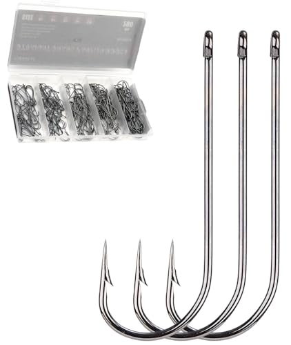Panfish Fishing Hooks, 200Pcs Aberdeen Hooks 5 Sizes Assorted | Light Wire Crappie Hooks, Straight Shank Live Bait Fishing Freshwater, For Bluegill Small Bass, 6# 4# 2# 1# 1/0