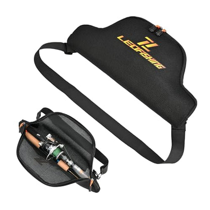 LEOFISHING Fishing Rod and Reel Combos Bag Portable Foldable Fishing Pole Case 45cm/17.7" for Short Telespoic Fishing Pole Store Up to 1-2 Fishing Rod with Reel Breathable Mesh Material