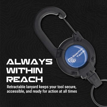 Reaction Tackle Micro Serrated Fishing Scissors with Retractable Lanyard and Carabiner, Precision Braid Cutters, Non-Slip Grip, Corrosion Resistant Stainless Steel for Freshwater and Saltwater