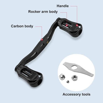 Fishing Reel Handle, Carbon Fiber Reel Replacement Parts Double Rocker Arm Handle for Baitcasting Reel - color: Purple