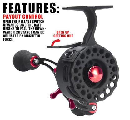 Ultra Portable High-Foot Ice Fishing Reels with Smooth 8KG Drag, Inline Ice Reel and 3.5:1 5+1 BB