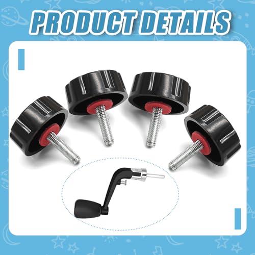 6 PCS Universal Fishing Reel Handle Screw Caps Black | Replacement Parts, For Spinning Reel Handles, Screws Nuts Caps