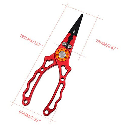 SagaSave Fishing Pliers Set Ice Fishing Gear Hook Remover Fishing Griper with 6D Precise Grinding Blades, Wrist Strap and Scale Fishing Tools Set with Bag