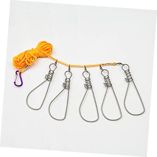 INOOMP 5 Kayak Fishing Accessories Fishing Stringer Live Fish Buckle Lock 5 Snaps Live Fish Buckle Fish Stringer Kit Nylon Ropes 5 Snaps Fishing Lock Fishing Supplies Stainless Steel