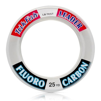 TrikFish Fluorocarbon Leader Fishing Line - Trik Fish Leader - Saltwater & Freshwater Fishing Line - Clear, Virtually Invisible - High Strength & Abrasion Resistance Lb Test - size: 25 Yards, style: 15lb Test