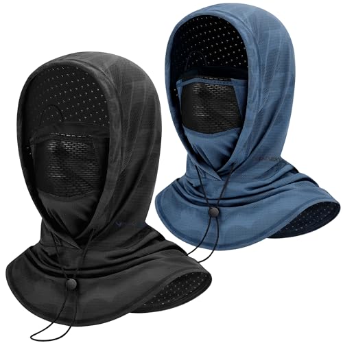 YANIKY Summer Cooling Balaclava with Breathable Holes, Sun UV Protection Face Mask for Running, Cycling, Fishing, Men & Women - color: Black & Blue Camo Set