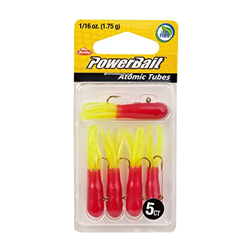 Berkley PowerBait Pre-Rigged Atomic Tubes Fishing Soft Bait - color: Red Chartreuse, size: 1/16 oz