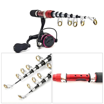 Portable Small Telescopic Fishing Rod and Reel Combo with Bag, Compact Only 9.8 Inches Collapsible Fishing Pole Kit for Saltwater and Freshwater Ice Fishing