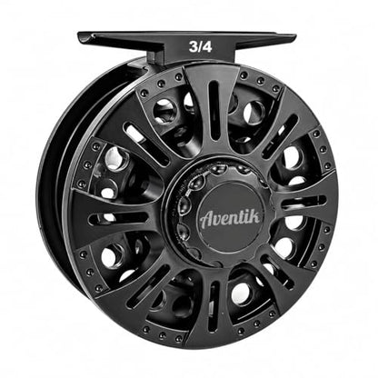 Aventik HVCE Graphite Fly Reel Center Drag System Classic III Graphite Large Arbor Sizes 3/4, 5/6, 7/8 Fly Fishing Reels - size: 3/4, style: Only Reel