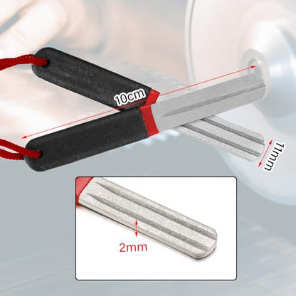 Skylety 4 Pcs Hook Sharpener Hook File for Fishing Diamond File with Handle Portable Fishing Sharpener with Double Sided Fine and Medium Grit, 4 Inch (Red) - color: Red