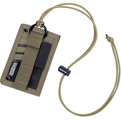 OneTigris Tactical ID Card Holder Hook & Loop Patch Badge Holder Neck Lanyard Key Ring and Credit Card Organizer, Green - color: Ranger Green