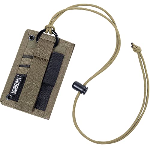 OneTigris Tactical ID Card Holder Hook & Loop Patch Badge Holder Neck Lanyard Key Ring and Credit Card Organizer, Green - color: Ranger Green