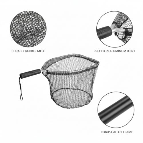 Landing Net Head Replacement with Rubber Mesh and Aluminum Alloy Frame for Freshwater Fishing (1 PC) - size: 15.75 x 11.02 x 11.81"