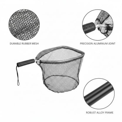 Rubber Mesh Landing Net Head Replacement, Aluminum Alloy Frame for Freshwater Fishing, Smooth Surface Design (1 Pack) - size: 15.75 x 11.02 x 11.81"