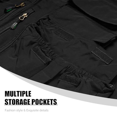 TOLOER Men's Summer Fishing Vest Multi Pockets Casual Vests Waterproof Quick Dry Outdoor Mountain Photography - color: Black-8898, size: Large