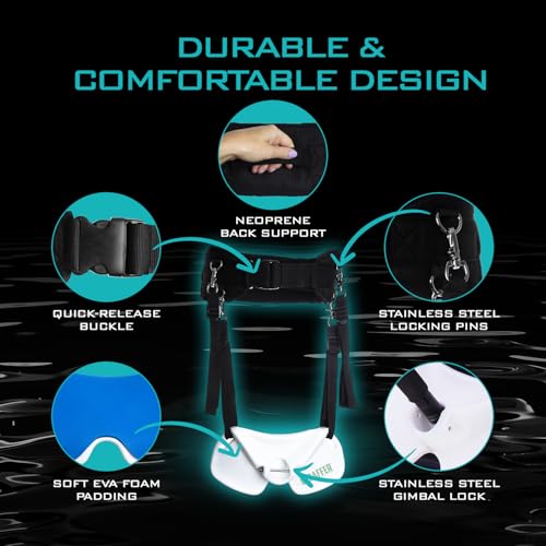 GAFFER SPORTFISHING Wide Body Adjustable Fishing Belt with Rod Holder - EVA Foam Padding, Ideal for Boat Fishing - color: Black - 28 to 48 Inches
