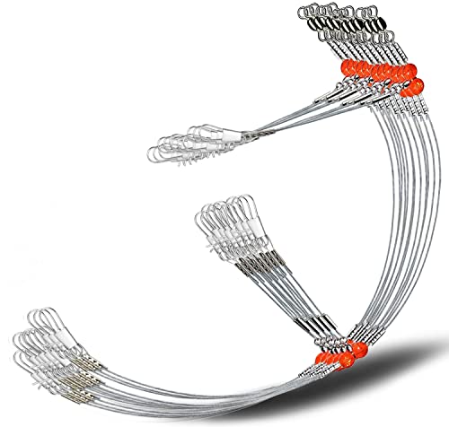 YOTO Fishing Leaders,Stainless Steel Tackle Rig with Tackle Lure Swivels Snaps, Saltwater rig Wire Leader Fishing Leader Wire Bottom rigs for Saltwater - color: White Fishing Leaders, style: 2arm-12pcs