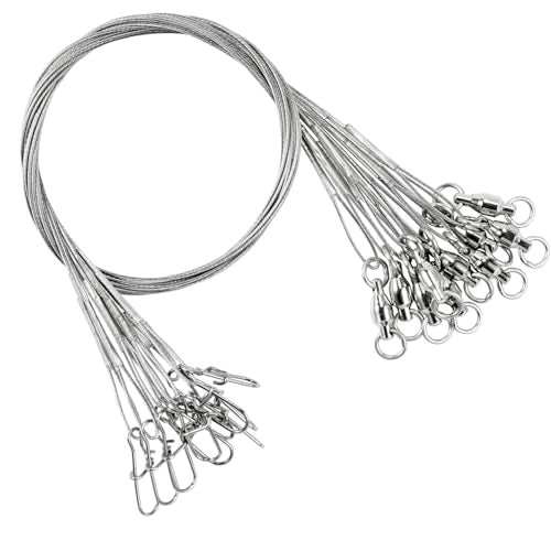 AMYSPORTS Stainless Steel Fishing Leader Saltwater Stainless Rigs Fishing Leader Lure Heavy Wire Fishing Leaders Steel White Nickel - size: #2 (11.8in-50lb) 20pcs