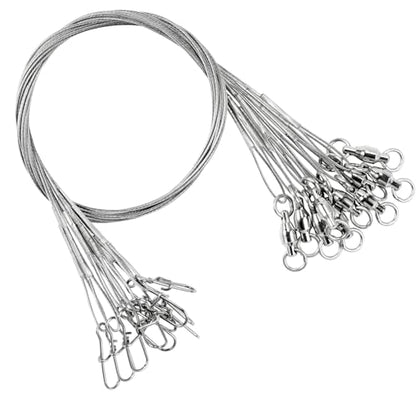 AMYSPORTS Stainless Steel Fishing Leader Saltwater Stainless Rigs Fishing Leader Lure Heavy Wire Fishing Leaders Steel White Nickel - size: #2 (11.8in-50lb) 20pcs