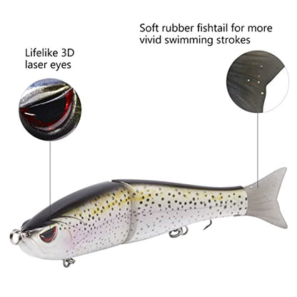 Bassdash SwimShad Glide Baits Jointed Swimbait Bass Pike Salmon Trout Muskie Fishing Lure,3-Pack - color: Rainbow Trout + Striper + Firetiger, size: 4.5in/0.65oz
