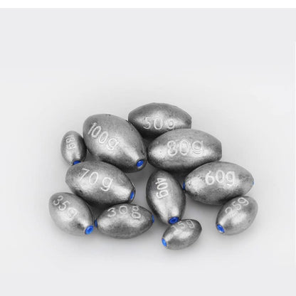 Egg Shape Fishing Sinker Oval Drop Shot Bass Fishing Weight Casting Sinkers for Saltwater Freshwater (20Pcs 5g) - size: Size5-20Pcs-Egg Sinker-7G