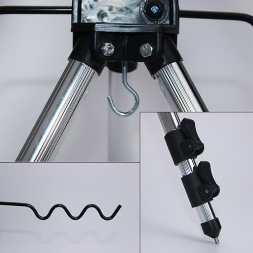 Aluminum Retractable Fishing Tripod Stand, Foldable Rod Holder with Ground Spikes, Adjustable Height Pole Rack for 7 Rods, Portable for Outdoor Camping, Blue 47.2 Inch