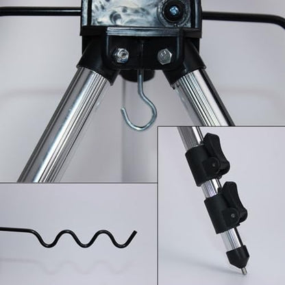 Aluminum Retractable Fishing Tripod Stand, Foldable Rod Holder with Ground Spikes, Adjustable Height Pole Rack for 7 Rods, Portable for Outdoor Camping, Blue 47.2 Inch