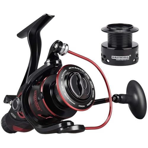 KastKing Sharky Baitfeeder III Spinning Reel 10+1 Shielded Stainless Steel BB - Carbon Fiber Drag for Live Liner Bait Fishing Action - style: 4000