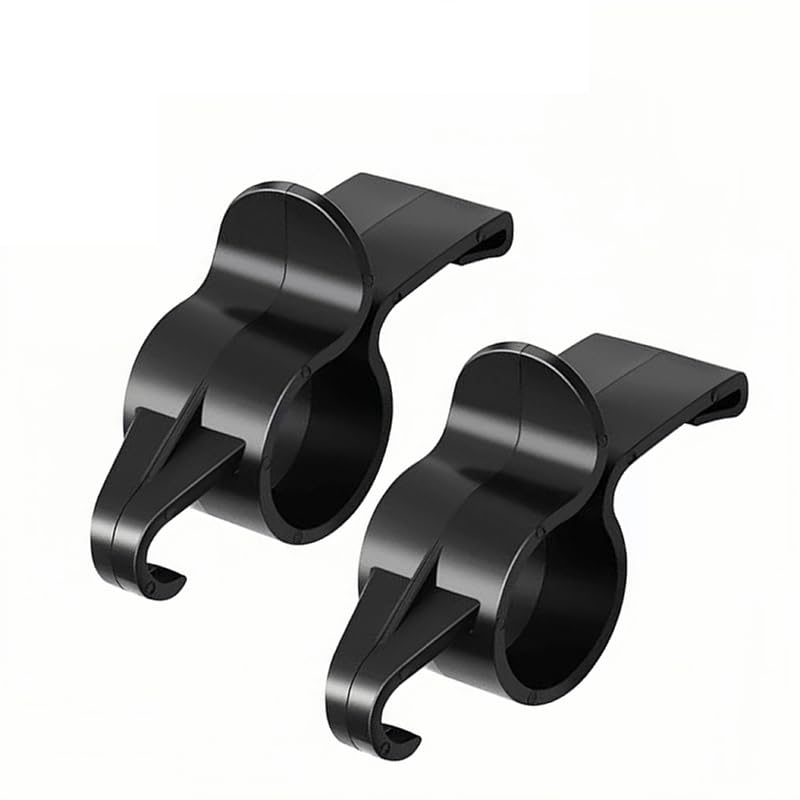 Car Seat Back & Trunk Multi-Hook – 2 Pack, Black Clip Holder Secures Fishing Rods, Umbrellas, Towels & Grocery Bags on 18–20 mm Posts, No Tools Needed