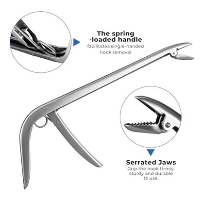 3 Packs Upgrade 2/3 Claw Fish Gripper with Stainless Steel Hook Remover, Metal Fishing Pliers Gripper Catch Control Clamp,Fish Grip Tackle Holder & Steel Dehooker for Freshwater and Saltwater Fishing