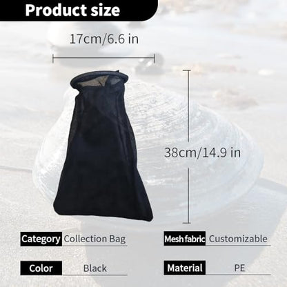 SturdyShape Clam Bag Mesh Waistline with Carabiner - Rigid Ring Basket Equipment Top Catch & Shell Collection Fishing Net for Razor Clamming/Diving v2 (2)