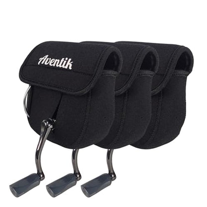 Aventik Fishing Spinning Reel Cover Pouch, Fishing Reel Protective Case, Compatible with 3000-7000 Series Spinning Reels Storage, 3 Sizes Choices (3 PACK, M(3000-6000)) - style: 3pack-m(3000-6000)