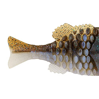 Berkley Powerbait Gilly Fishing Soft Bait - color: IKE's Green Pumpkin Blue Flash, size: 110mm