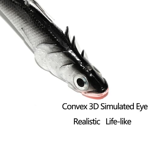 Big Jig Worm Lures Swimming Bait Soft Plastic Fishing Lure for Bass, Crappie, Trout, Pike, Sea Bass, Redfish, Striper,Fishing Lures for Freshwater & Saltwater - color: Black Glitter-1 Piece