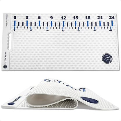 Five Oceans Fish Fillet Mat 28" x 14", White Non-Slip Cutting Mat for Fish, Heavy-Duty Roll-Up Dishwasher Safe Board with 24" Ruler, for Kitchen Counters, Patio BBQ & Outdoor Tables - FO4905 - color: Fish Fillet Mat