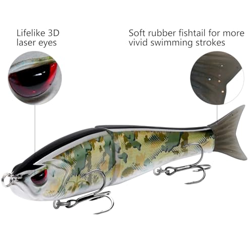 Bassdash SwimShad Glide Baits Jointed Swimbait Bass Pike Salmon Trout Muskie Fishing Lure - color: Open Terrain, size: 7in/2.2oz