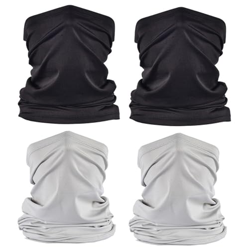 UV Face Cover Neck Gaiter Mask Dust Protection Magic Scarf Wind Bandana Balaclava for Summer Running Fishing 4 PCS - color: 2 Black + 2 Grey