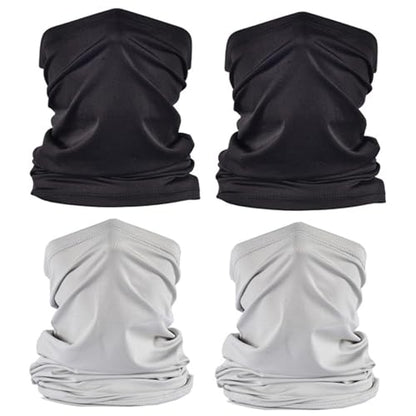 UV Face Cover Neck Gaiter Mask Dust Protection Magic Scarf Wind Bandana Balaclava for Summer Running Fishing 4 PCS - color: 2 Black + 2 Grey