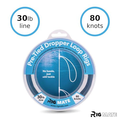 30 lb Pre-Tied Dropper Loop Rigs. Fishing Line Spool. Loops 18 Inches Apart with 5.5 Inch Loop Size. Perfect for Saltwater & Freshwater Fishing. Perfect for Snapper & Other Bottom Feeding Fish.