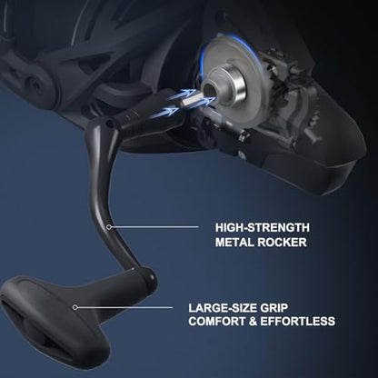 BILLINGS Saltwater Spinning Reel,Up to 44LBs Max Drag Big Game Surf Fishing Reels,4.8:1 Gear Ratio,with CNC Aluminum Spool,Heavy Long Casting Offshore and Inshore Saltwater Surf Fishing Reels