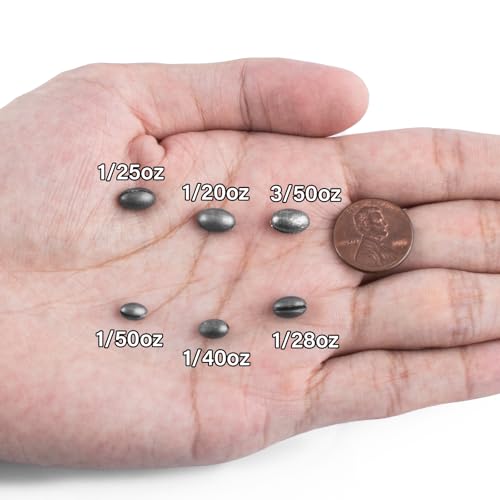 Dr.Fish 100 Pieces/Box Split Shot Sinkers Kit - 6 Sizes Lead Fishing Line Weights Clip on Sinkers for Fly Fishing, Freshwater, Trout Bulk Assortment